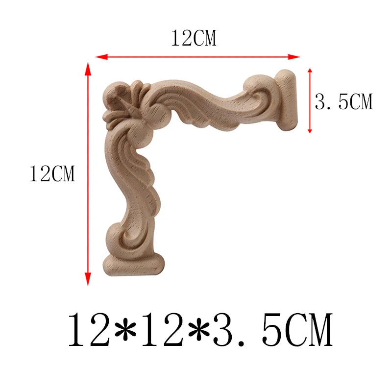 NEW Decoration European Decor Modern Onlay Wood Decal Wood Applique Wood Frame Long Large Leaves Rubber Wood Window Corner Walls