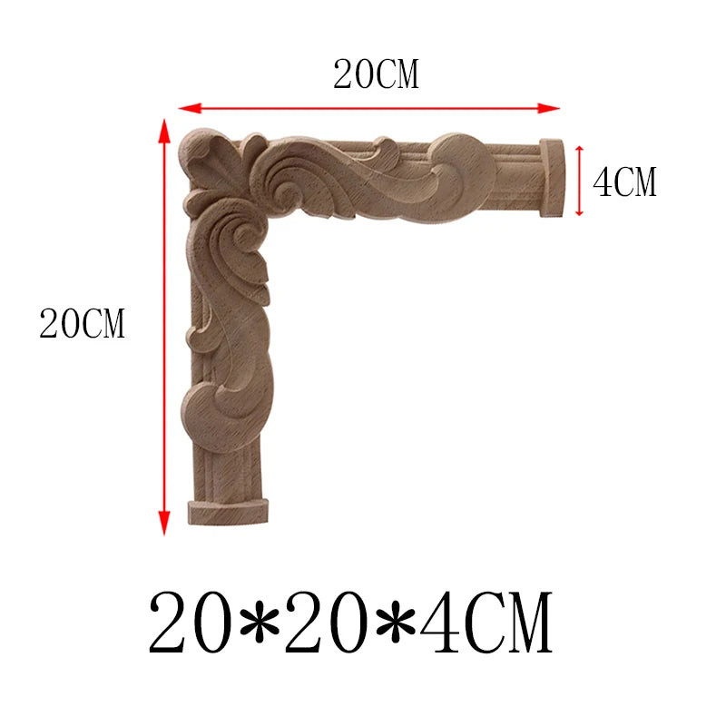 NEW Decoration European Decor Modern Onlay Wood Decal Wood Applique Wood Frame Long Large Leaves Rubber Wood Window Corner Walls