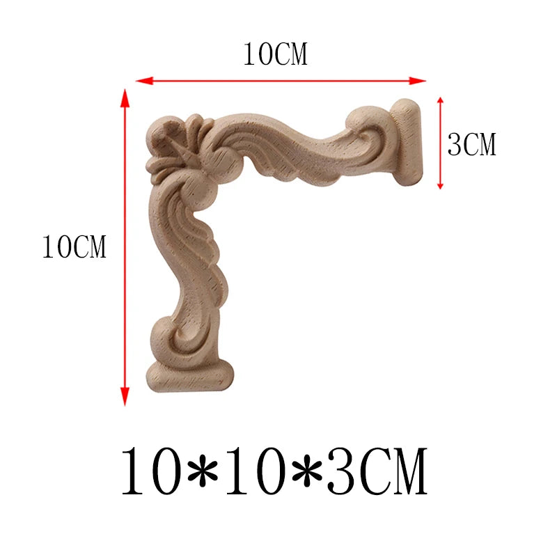 NEW Decoration European Decor Modern Onlay Wood Decal Wood Applique Wood Frame Long Large Leaves Rubber Wood Window Corner Walls