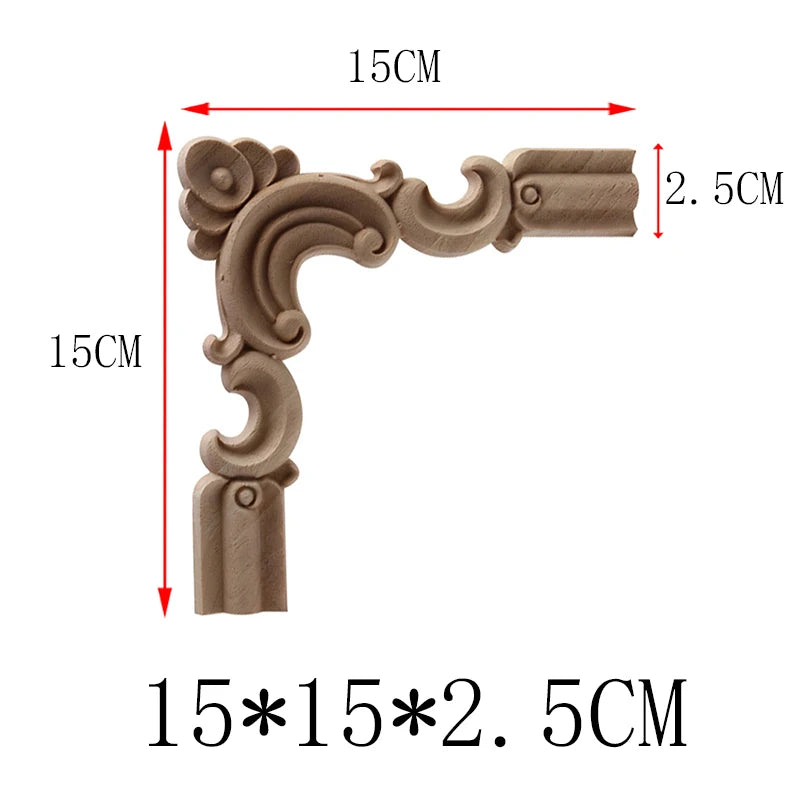 NEW Decoration European Decor Modern Onlay Wood Decal Wood Applique Wood Frame Long Large Leaves Rubber Wood Window Corner Walls