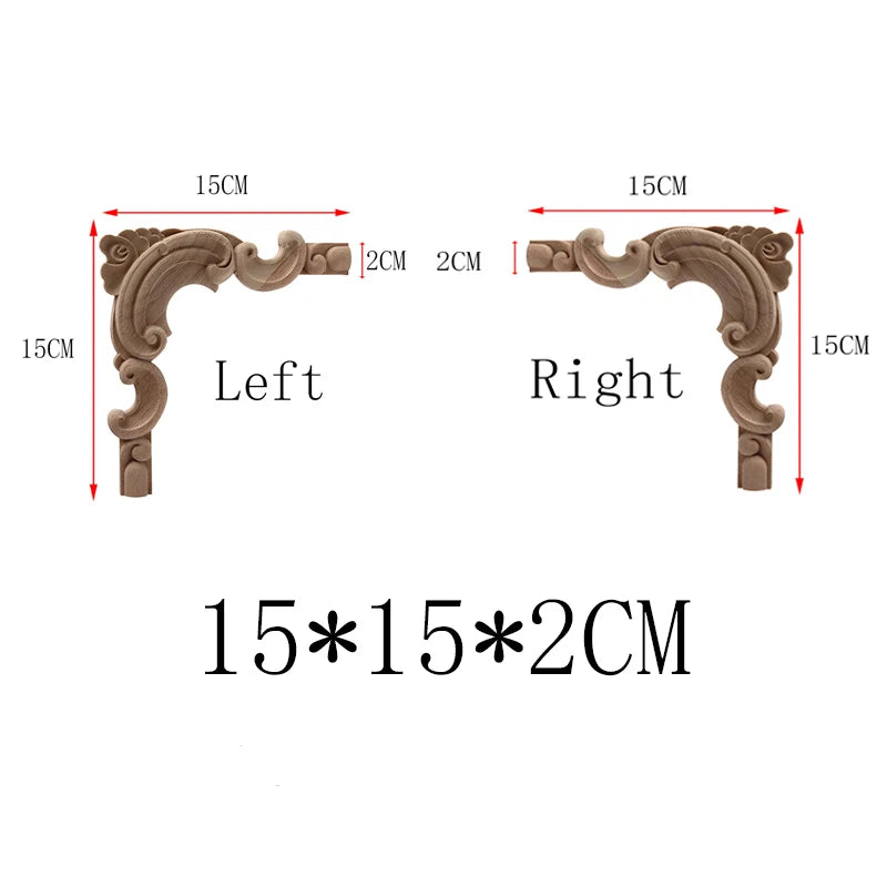 NEW Decoration European Decor Modern Onlay Wood Decal Wood Applique Wood Frame Long Large Leaves Rubber Wood Window Corner Walls