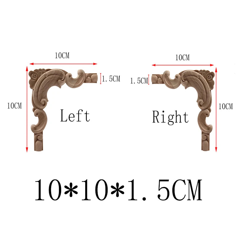 NEW Decoration European Decor Modern Onlay Wood Decal Wood Applique Wood Frame Long Large Leaves Rubber Wood Window Corner Walls