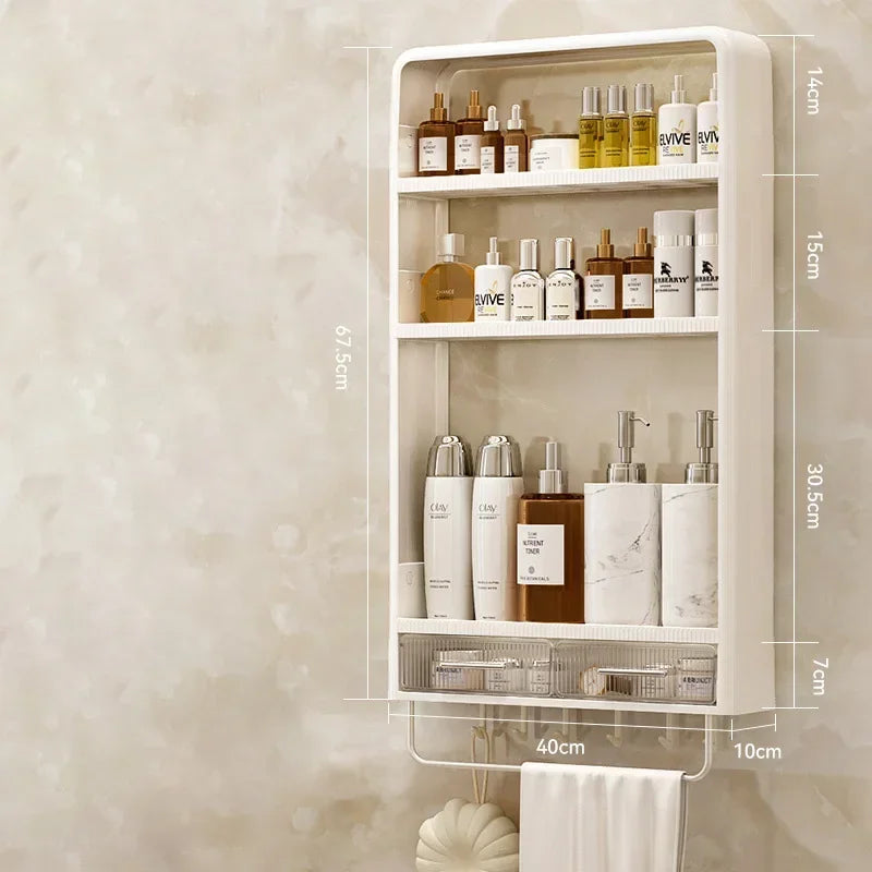 Bathroom storage rack Bathroom wash table Bathroom non perforated wall mounted skincare product storage rack bathroom organizer