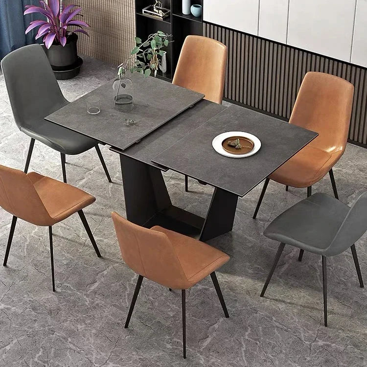 Dining Table Large Long Space Saving White Marble Marble Top Stainless Steel Frame Extendable Dining Table  restaurant