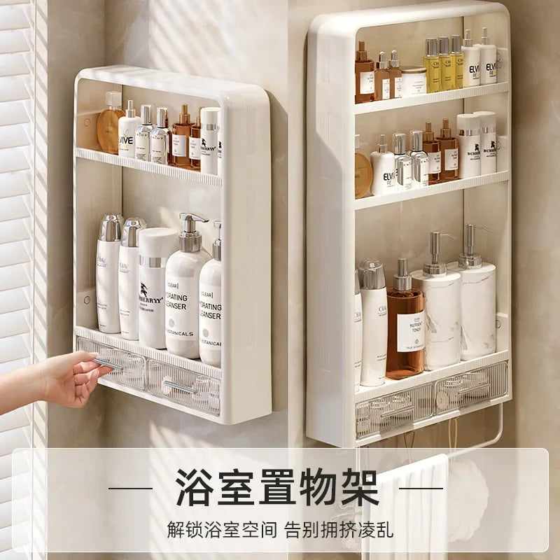 Bathroom storage rack Bathroom wash table Bathroom non perforated wall mounted skincare product storage rack bathroom organizer