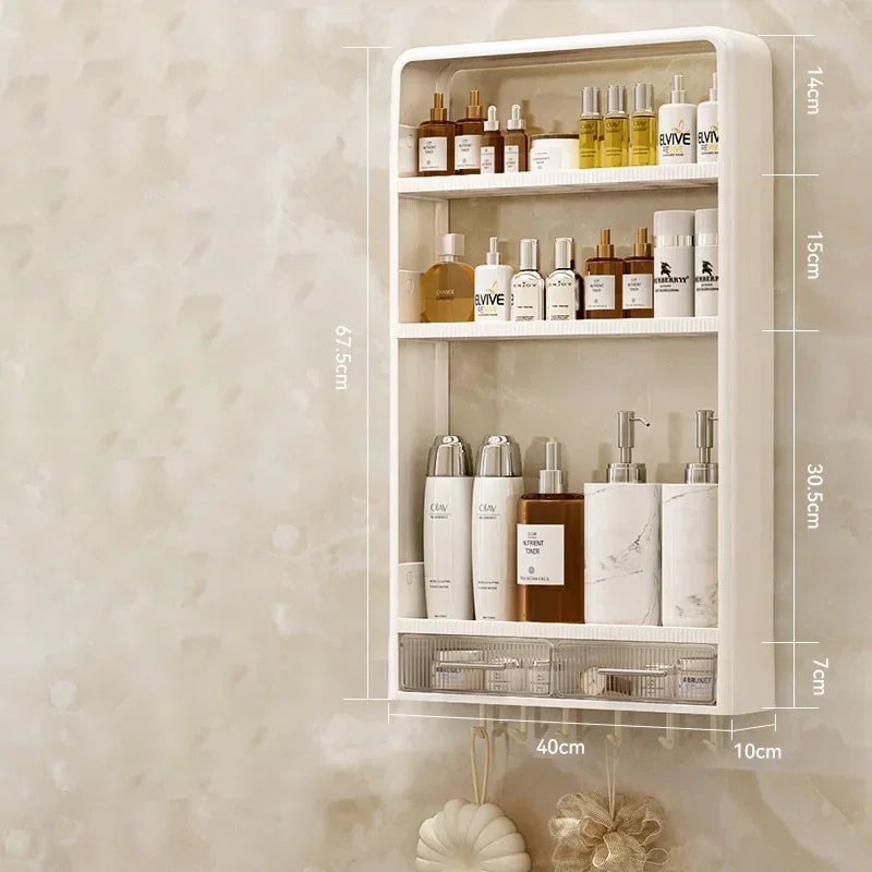 Bathroom storage rack Bathroom wash table Bathroom non perforated wall mounted skincare product storage rack bathroom organizer