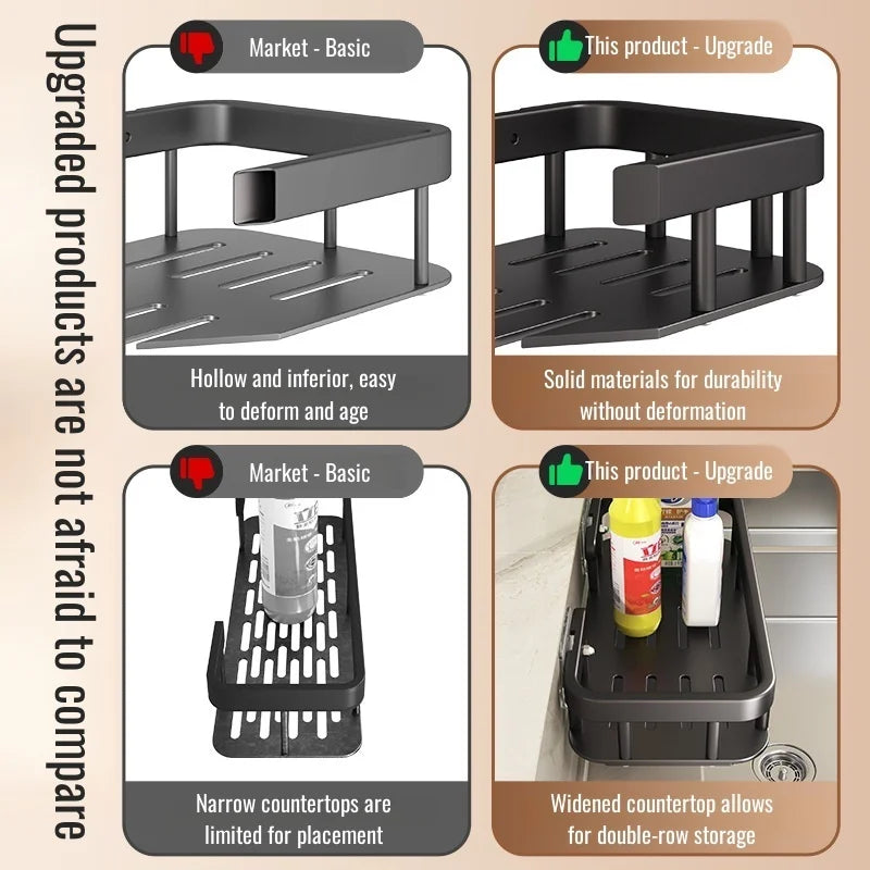 Kitchen sink rack multifunctional rag rack punch-free dishwashing sink drain rack