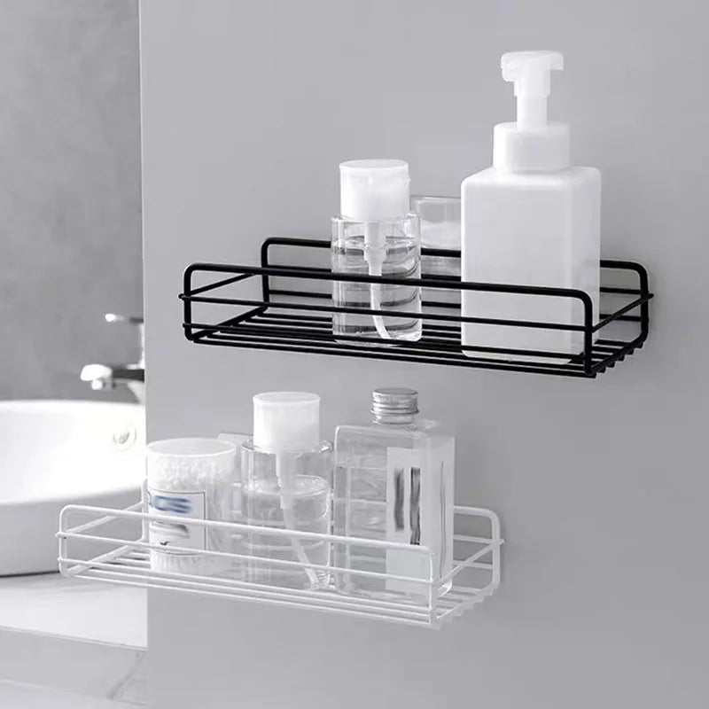 Wrought Iron Wall Mounted Storage Rack, Bathroom Storage Rack, Shower Basket, Kitchen Storage Rack, Punch-free Storage Rack