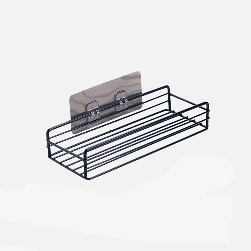 Wrought Iron Wall Mounted Storage Rack, Bathroom Storage Rack, Shower Basket, Kitchen Storage Rack, Punch-free Storage Rack