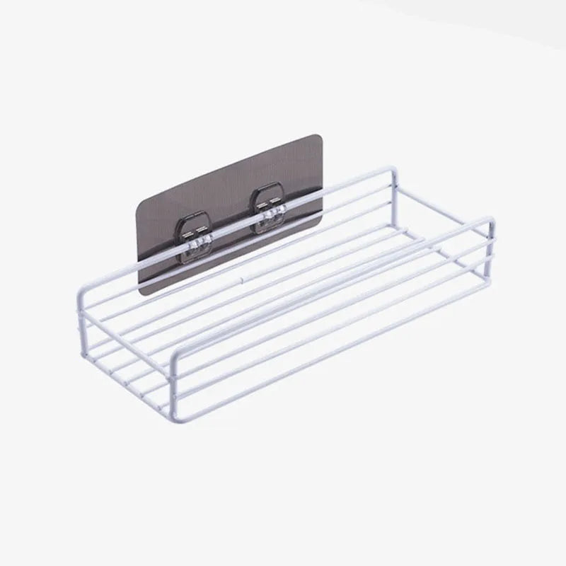Wrought Iron Wall Mounted Storage Rack, Bathroom Storage Rack, Shower Basket, Kitchen Storage Rack, Punch-free Storage Rack